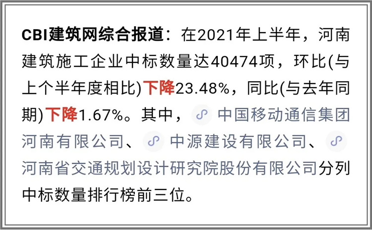 中州建設(shè)有限公司2021年上半年進入全省建筑施工企業(yè)中標100強